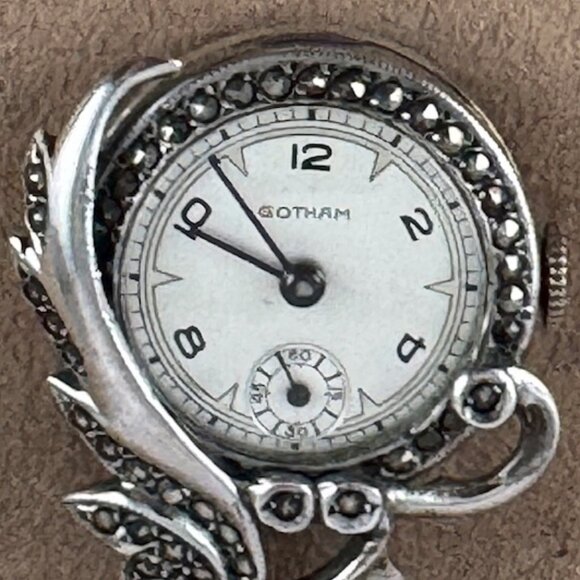 Fabulous Vintage 1920's Gotham Ladies Flower Art Deco Broach, Pendant Watch - Picture 2 of 6